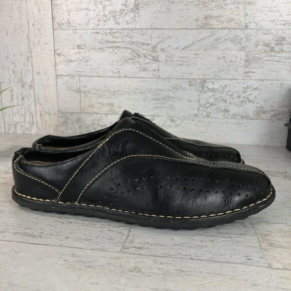 Born Concept Mules Flats Black‎ Leather Slip On Shoes WOMENS Size 6.5 / 37 GUC. - Picture 5 of 11